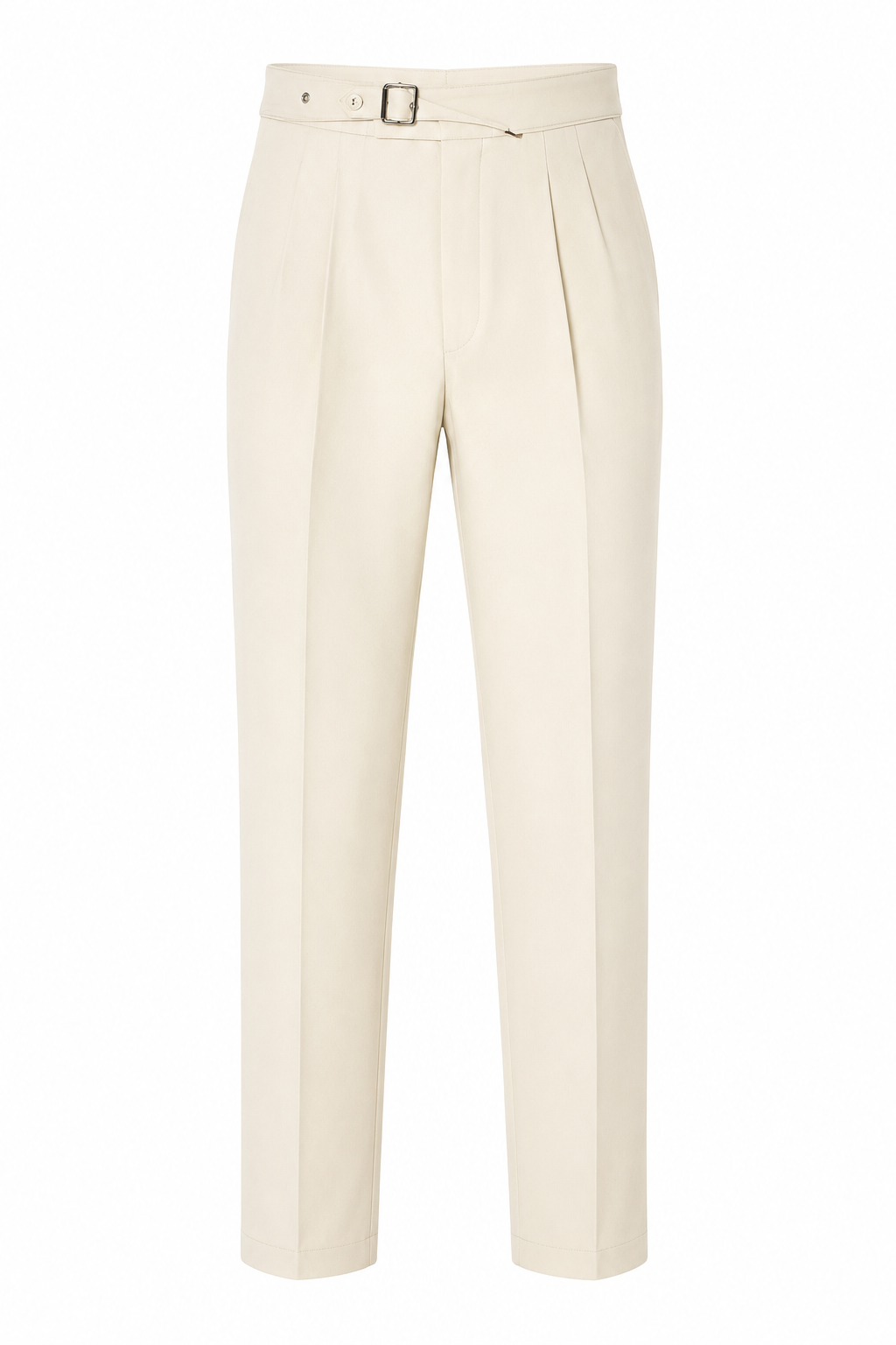 Men's Luxury Off-White Gurkha Pants with Side Metal Buckle – Slim Fit