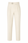 Men's Luxury Off-White Gurkha Pants with Side Metal Buckle – Slim Fit