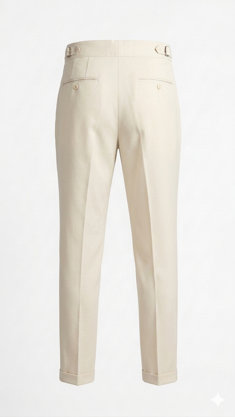 Men's Luxury Cream Off-Whit China Fabric Gurkha Trouser
