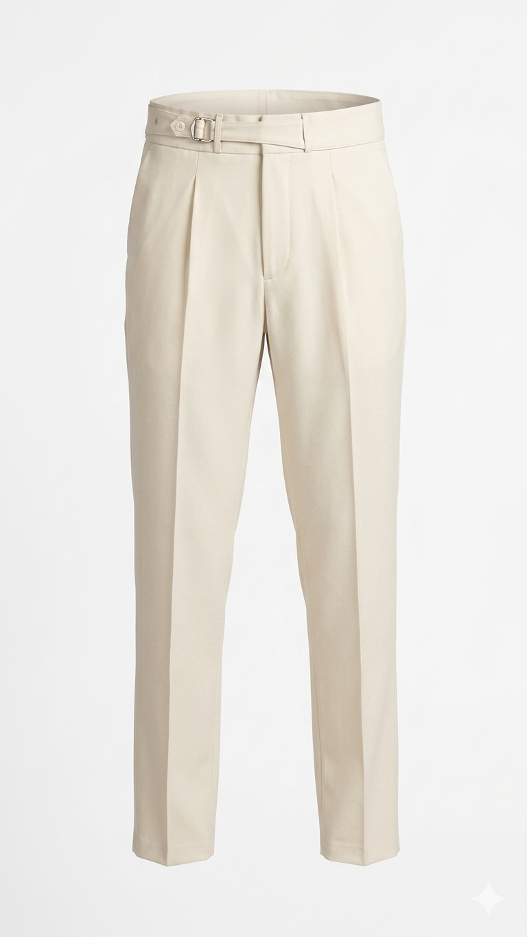 Men's Luxury Cream Off-Whit China Fabric Gurkha Trouser