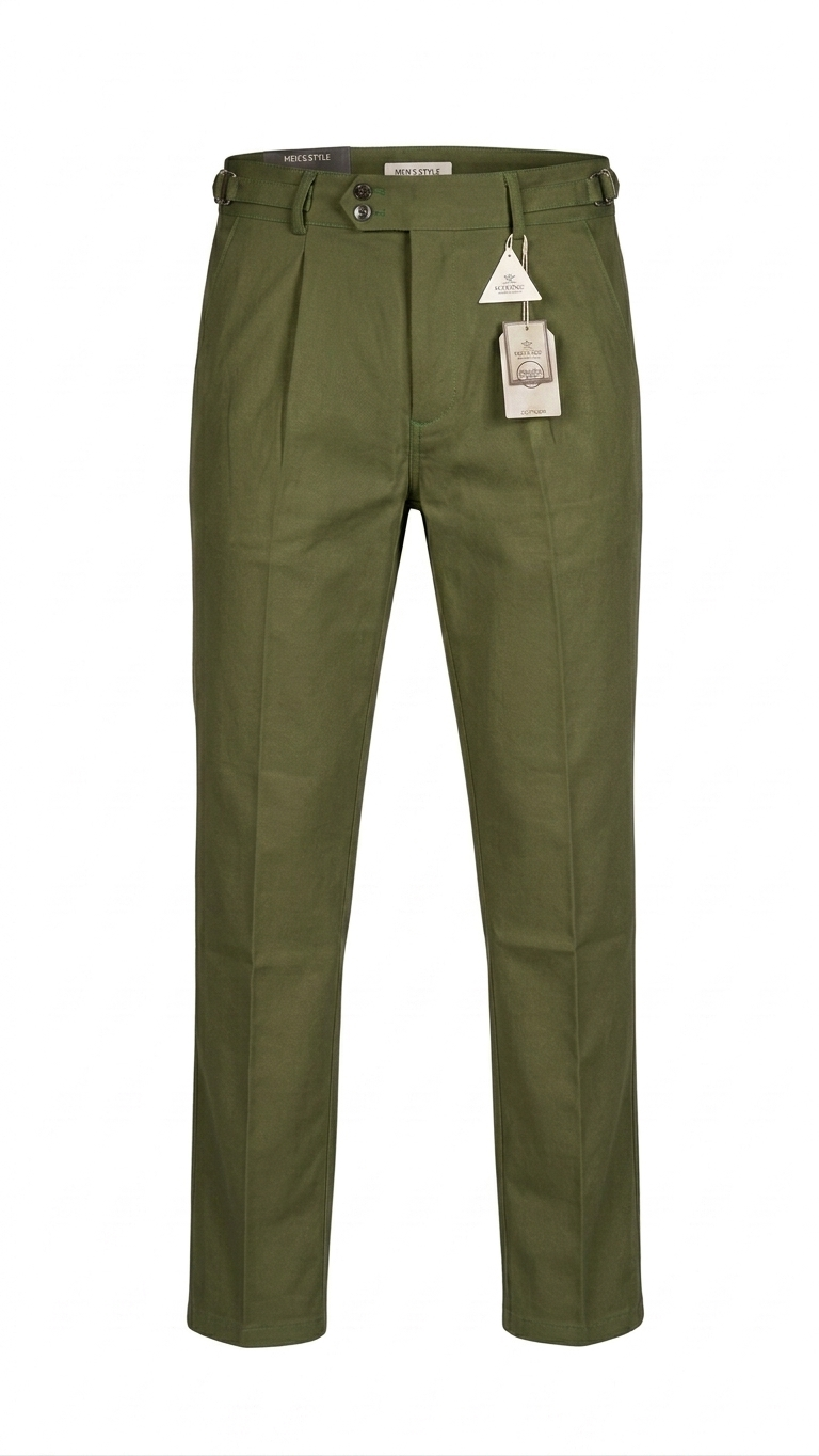 Men's Luxury Olive Green Formal Pant | High-Quality China Fabric Gurkha Trouser