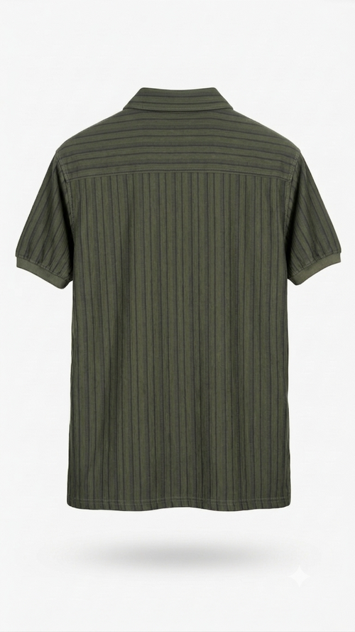 Zip Polo – Olive Green